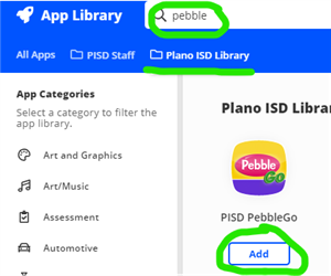 Image showing how to add PISD PebbleGo Image showing how to add PISD PebbleGo